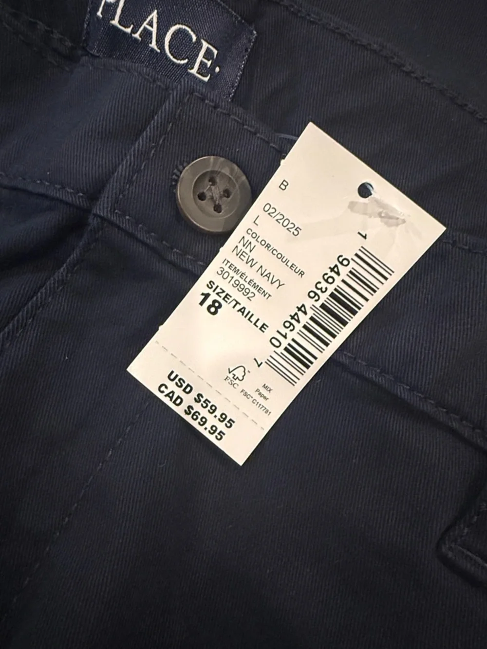 The Children's Place Boys Stretch Chino Pants | School Uniform | Size 18 NWT